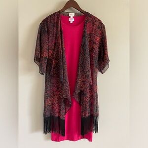 2 for 1!! LuLaRoe Midi-Dress With Monroe Kimono! Excellent Condition!
